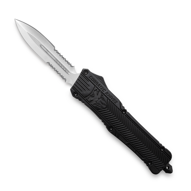 CobraTec LBCTK-1LDAG2SS 3.9" Dagger OTF D2 Steel Black Serrated Blade - View 2