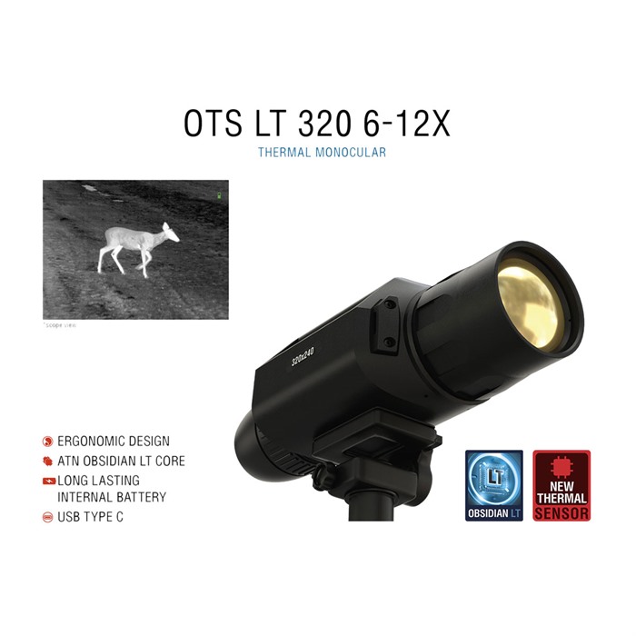 ATN TIMNOLT350X OTS LT 320 Thermal Monocular Black 6-12x 35mm 320x240 Re... - View 2