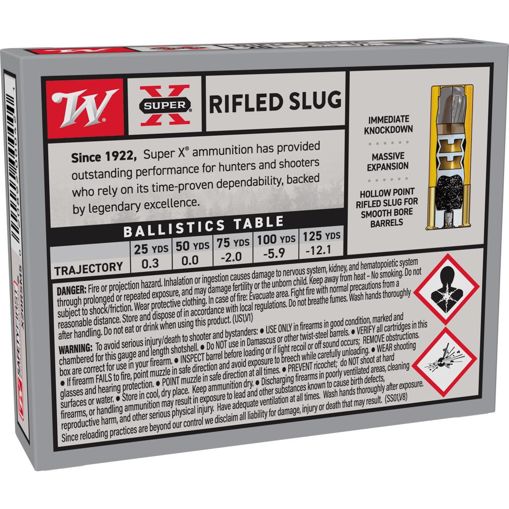 Winchester Ammo X20RSM5 Super X 20 Gauge 2.75" 3/4 oz 1600 fps Rifled Slug Shot 5 Bx/50 Cs - View 2
