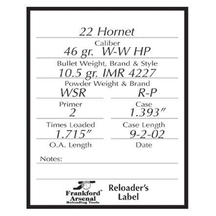 Frankford Arsenal Pistol And Rifle Reloader Labels - 100pk - View 2