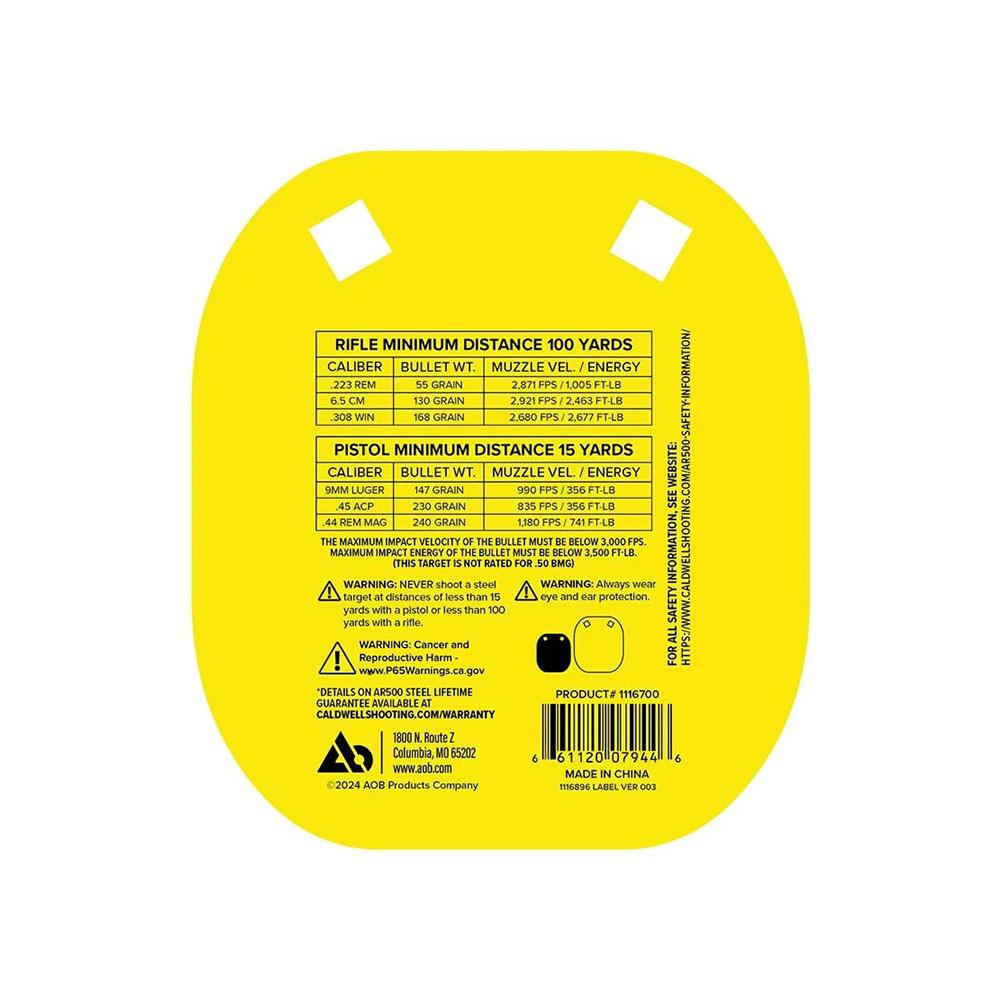 Caldwell 1116700 5" AR500 Steel Gong Target Yellow 0.38" Thick - View 2