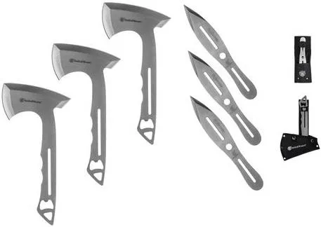 S/Wesson Bullseye 6-Piece Throwing Combo: Stainless Steel Axes (10") & Knives (8") with Bottle Opener - View 2