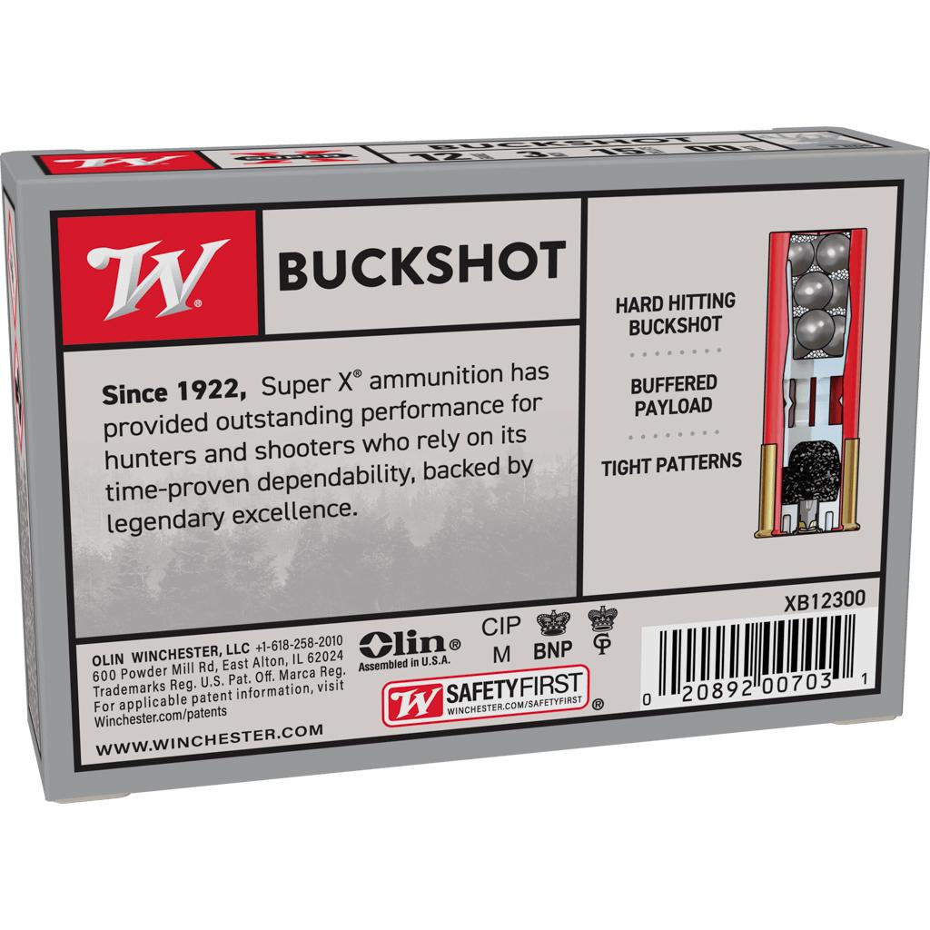 Winchester Super X 12 Gauge 3 in 00 Buck 15 Pellets 1210 fps - View 2