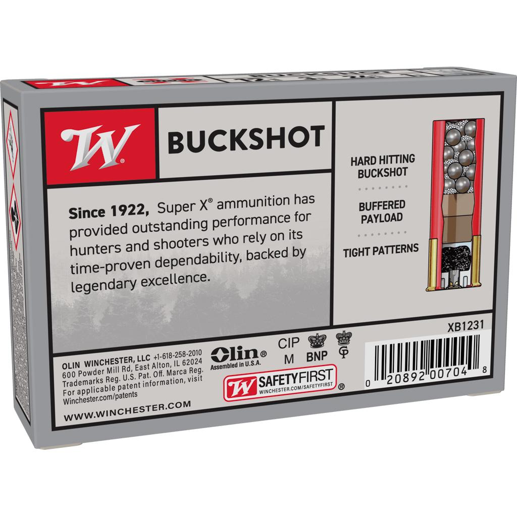 Winchester Ammo XB1231 Super X 12 Gauge 3" 24 Pellets 1040 fps 1 Buck Shot 5 Bx/50 Cs - View 2