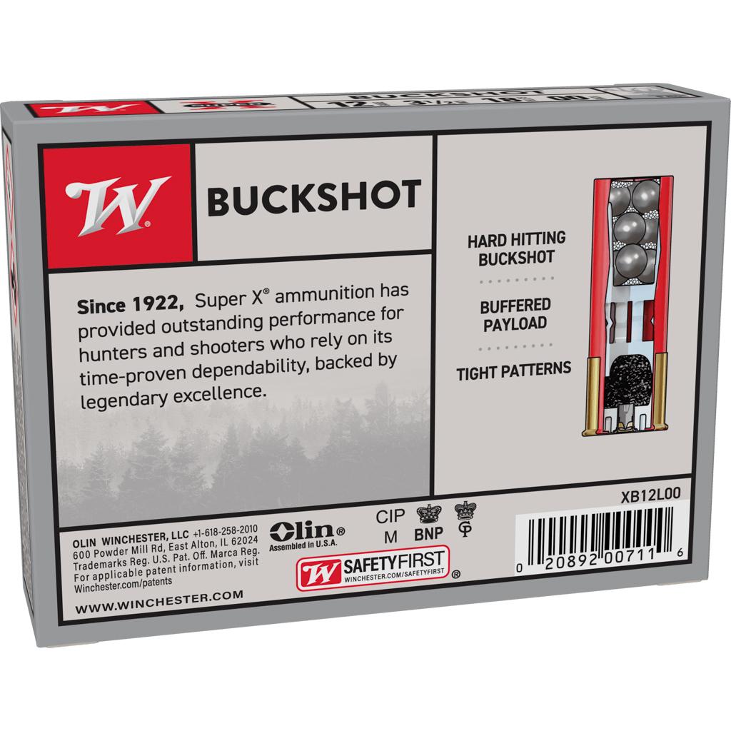 Winchester Ammo XB12L00 Super X 12 Gauge 3.50" 18 Pellets 1200 fps 00 Buck Shot 5 Bx/50 Cs - View 2