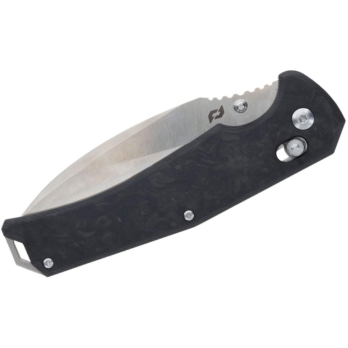 Schrade Radok Folder Knife 3.75 in Blade Black Carbon Fiber Pivot Lock - View 2