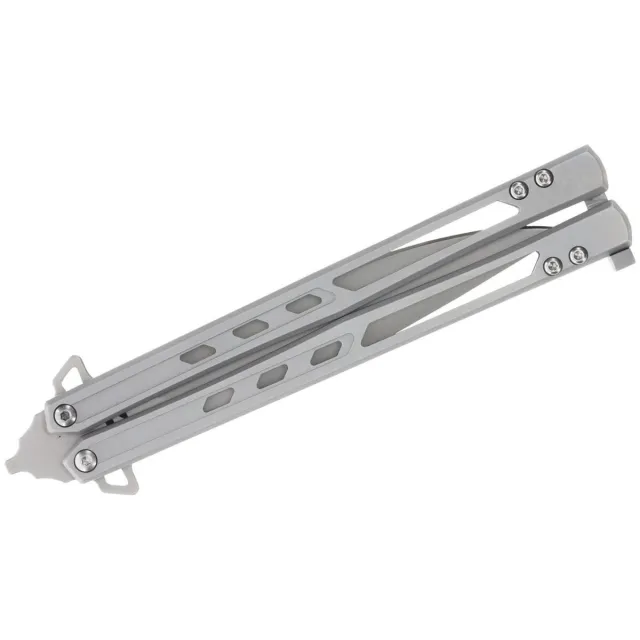 Schrade Alkymest Butterfly Knife D2 Steel 4 in Silver Stainless Steel - View 2