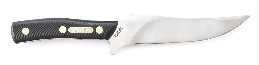 Old Timer Deerslayer 10.5-Inch Fixed Blade Knife, 7Cr17MoV Stainless Steel, Clip Point, Brown Polymer Handle, Leather Sheath Included - View 2