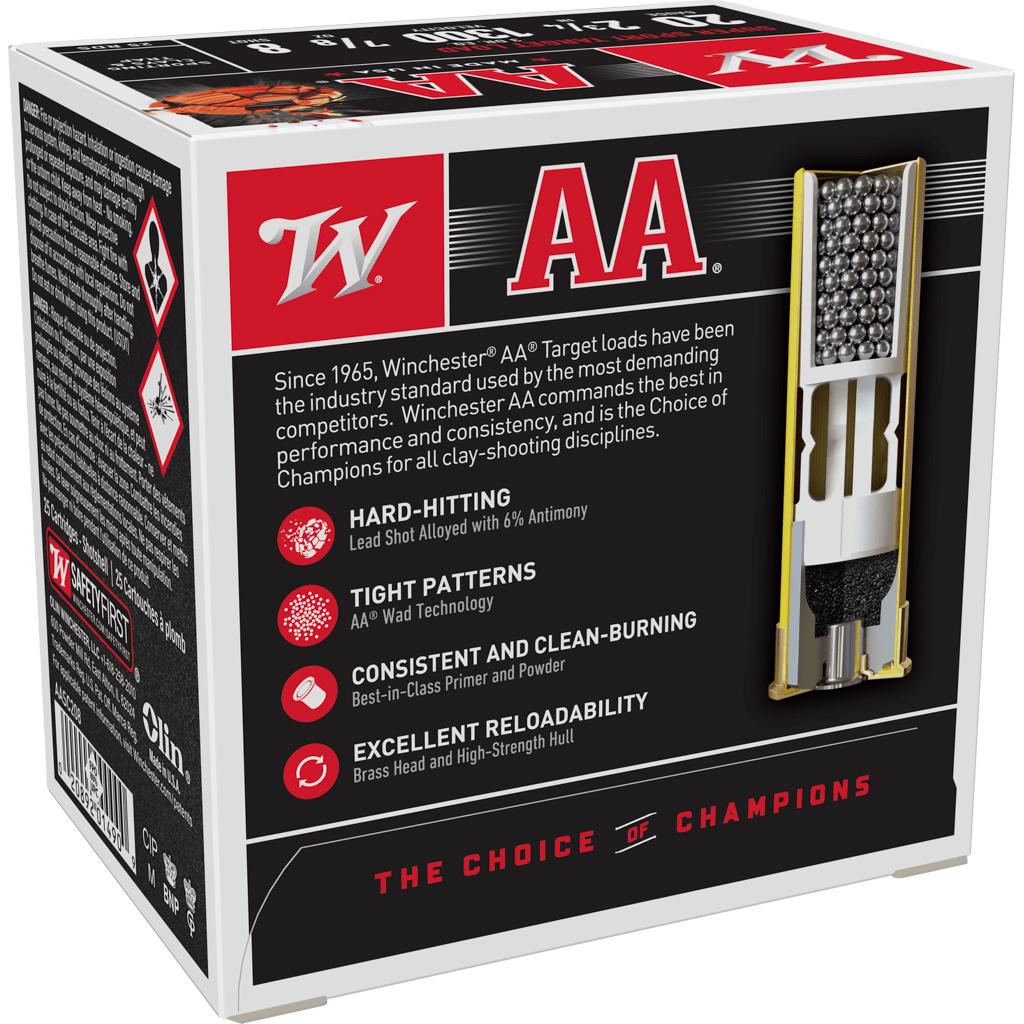 Winchester Ammo AASC208 AA Super Sport Sporting Clay 20 Gauge 2.75" 7/8 oz 1300 fps 8 Shot 25 Bx/10 Cs - View 2
