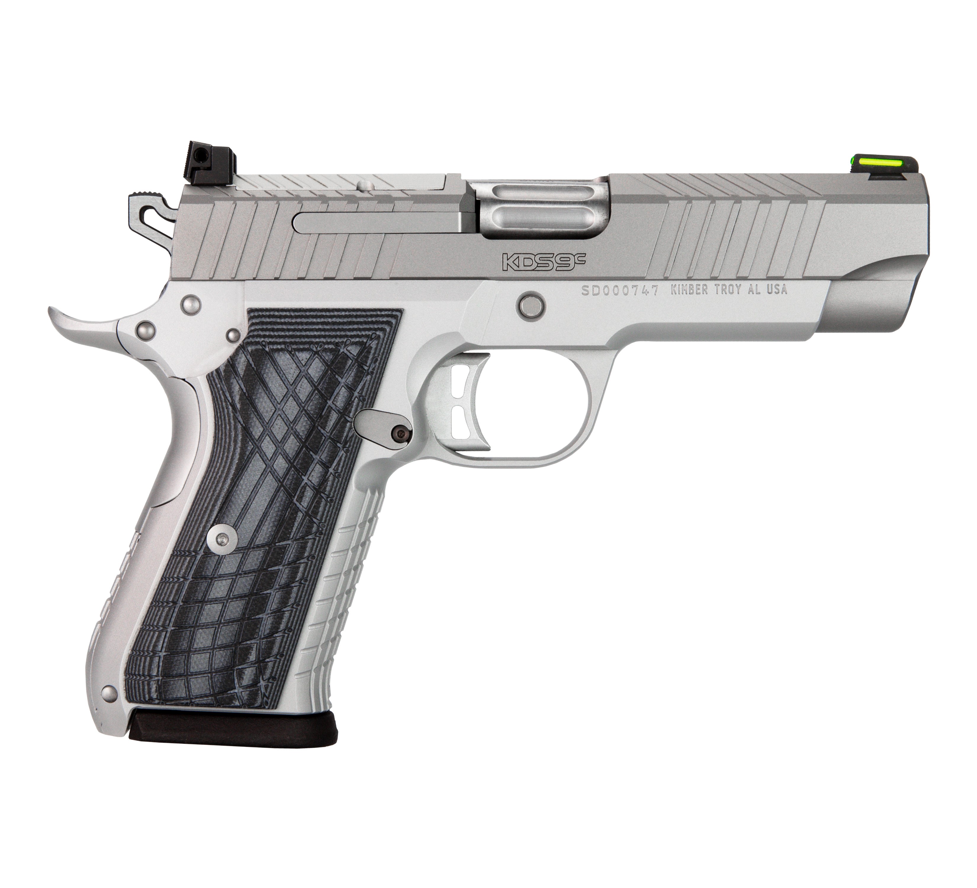 Kimber KDS9c 9mm 4" KimPro Silver Optic-Ready, Green Fiber Optic Sight, G-10 Grips - View 2