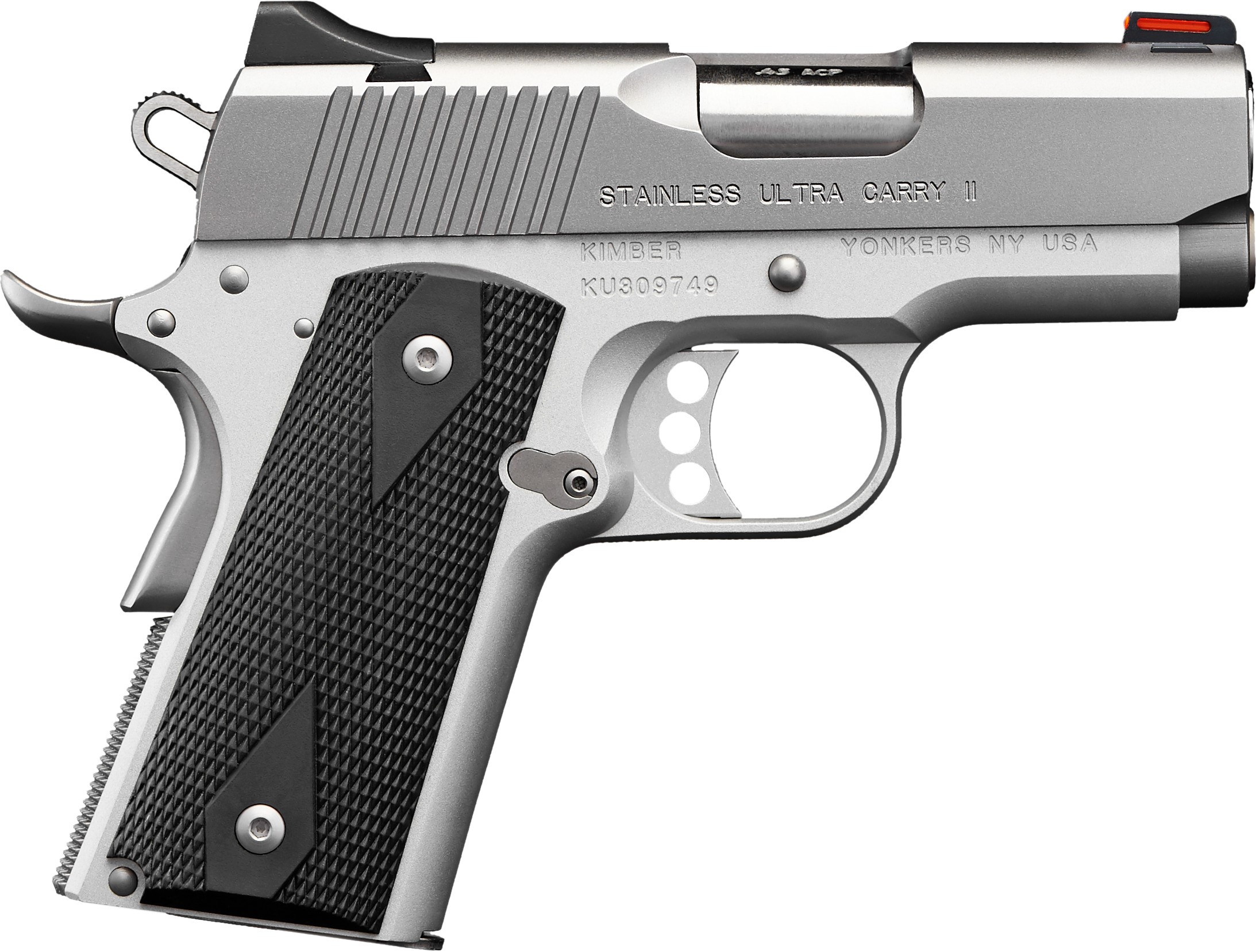 Kimber 3200062CA Stainless Ultra Carry II .45 ACP 7+1 Red Fiber Optic - View 2