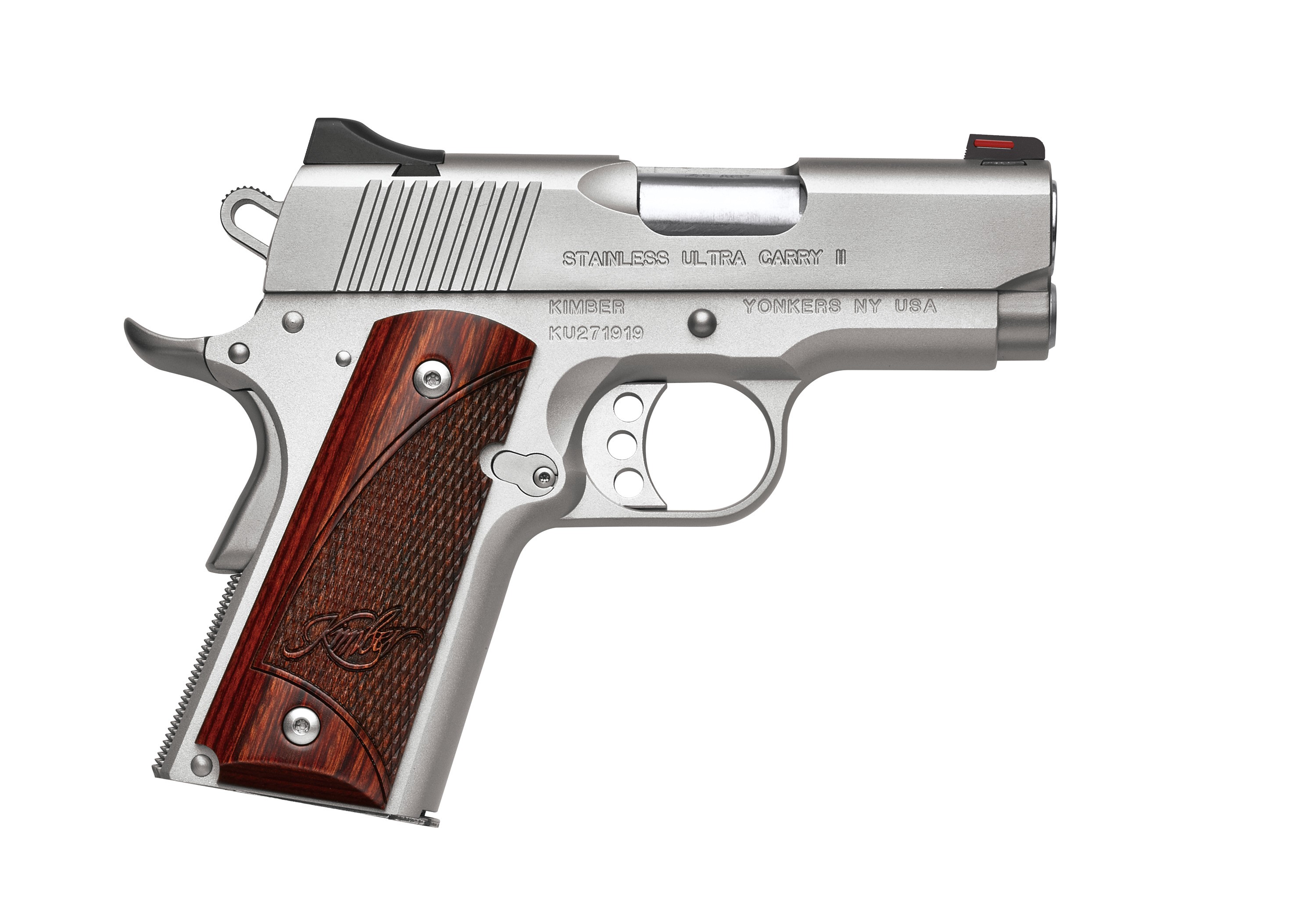 Kimber 3200330 Stainless Ultra Carry II .45ACP 3" Pistol Rosewood Grips - View 2
