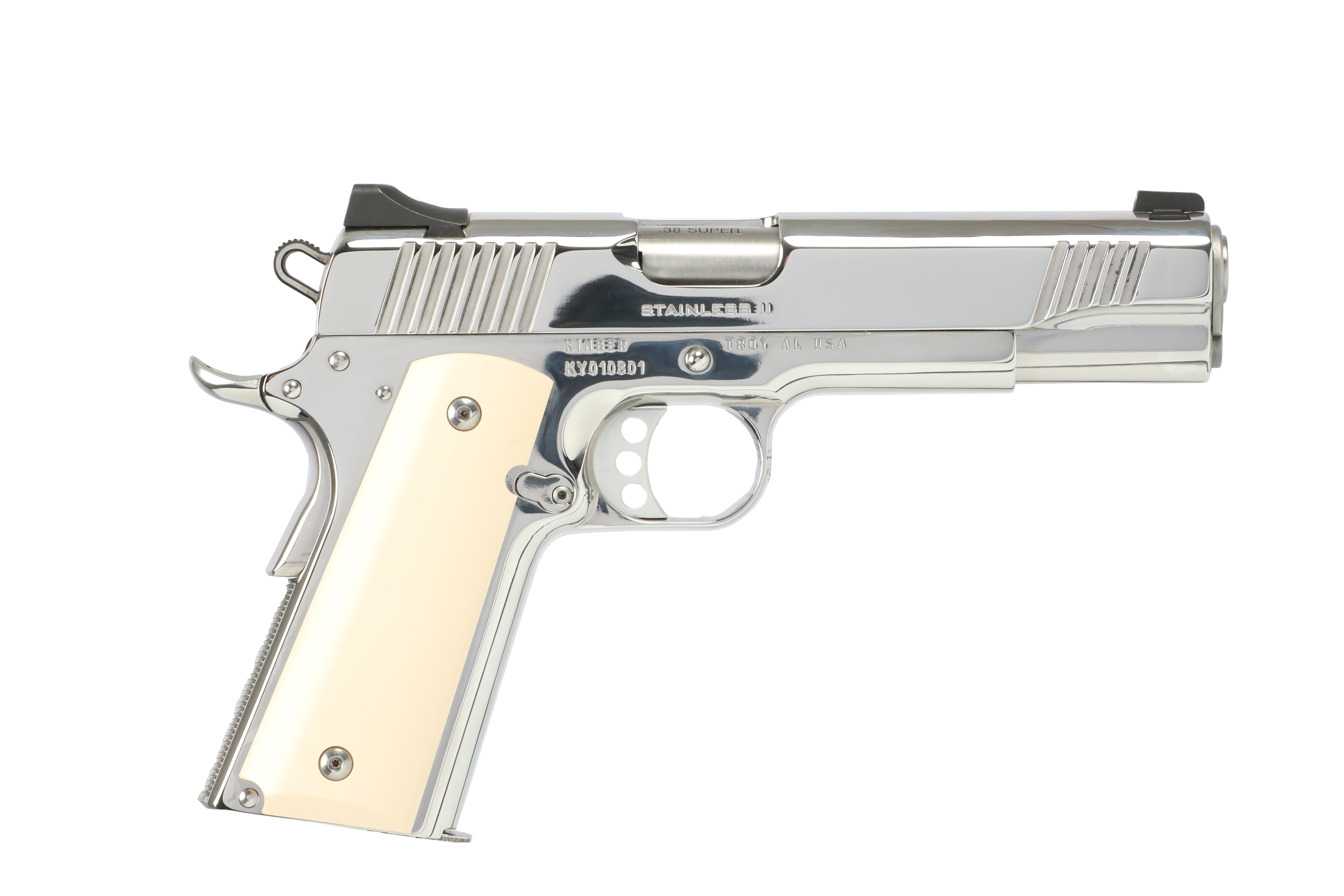 Kimber Stainless II 38 Super 5" Barrel High Polished 1911 - 9 Round Ivory Grip - View 2