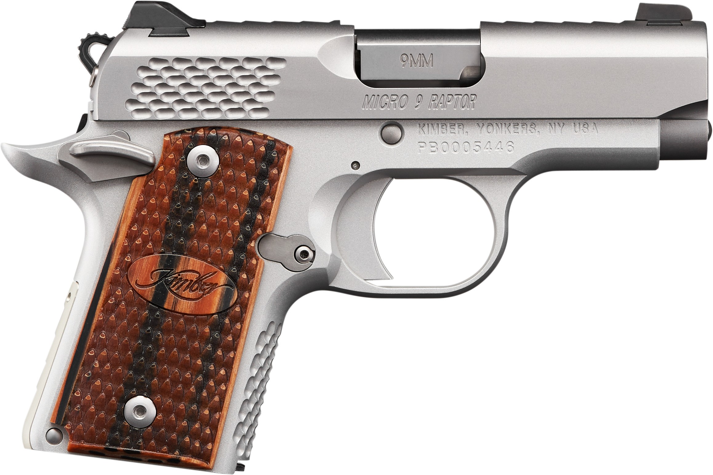 Kimber Micro Raptor 9mm 3.15in Stainless Steel Slide KimPro Silver 7rd - View 2