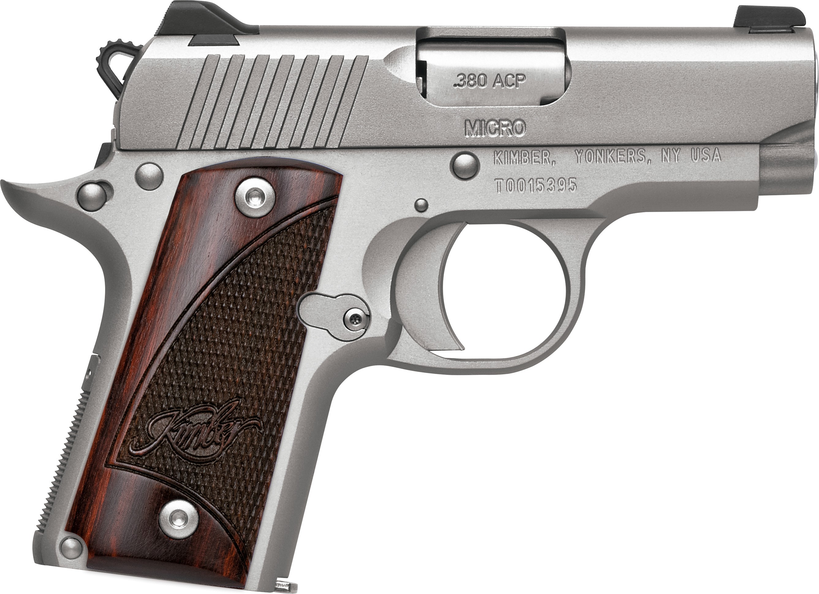 Kimber Micro 380ACP Stainless Pistol Tritium Sights Rosewood Grips - View 2