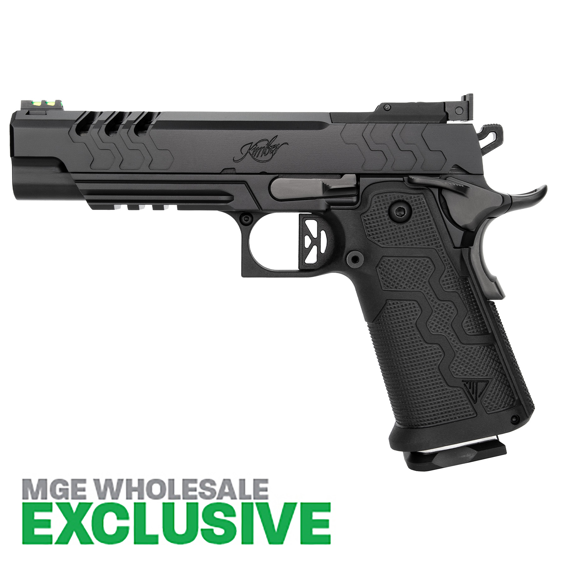 KIMBER 2K11 BLACK TARGET 9MM OPTIC READY 20RD MGE EXCLUSIVE; 5" FLUTED/RAMPED BARREL; CUSTOM FRONT & REAR SLIDE W/ LIGHTNING CUTS; KIMPRO BLACK FINISH; GT TRIGGER; MJD GRIP; TAG PRECISION FIBERLOK 2 FRONT SIGHT; PICATINNY RAIL; 1x17RD & 2x20RD MAGS - View 2