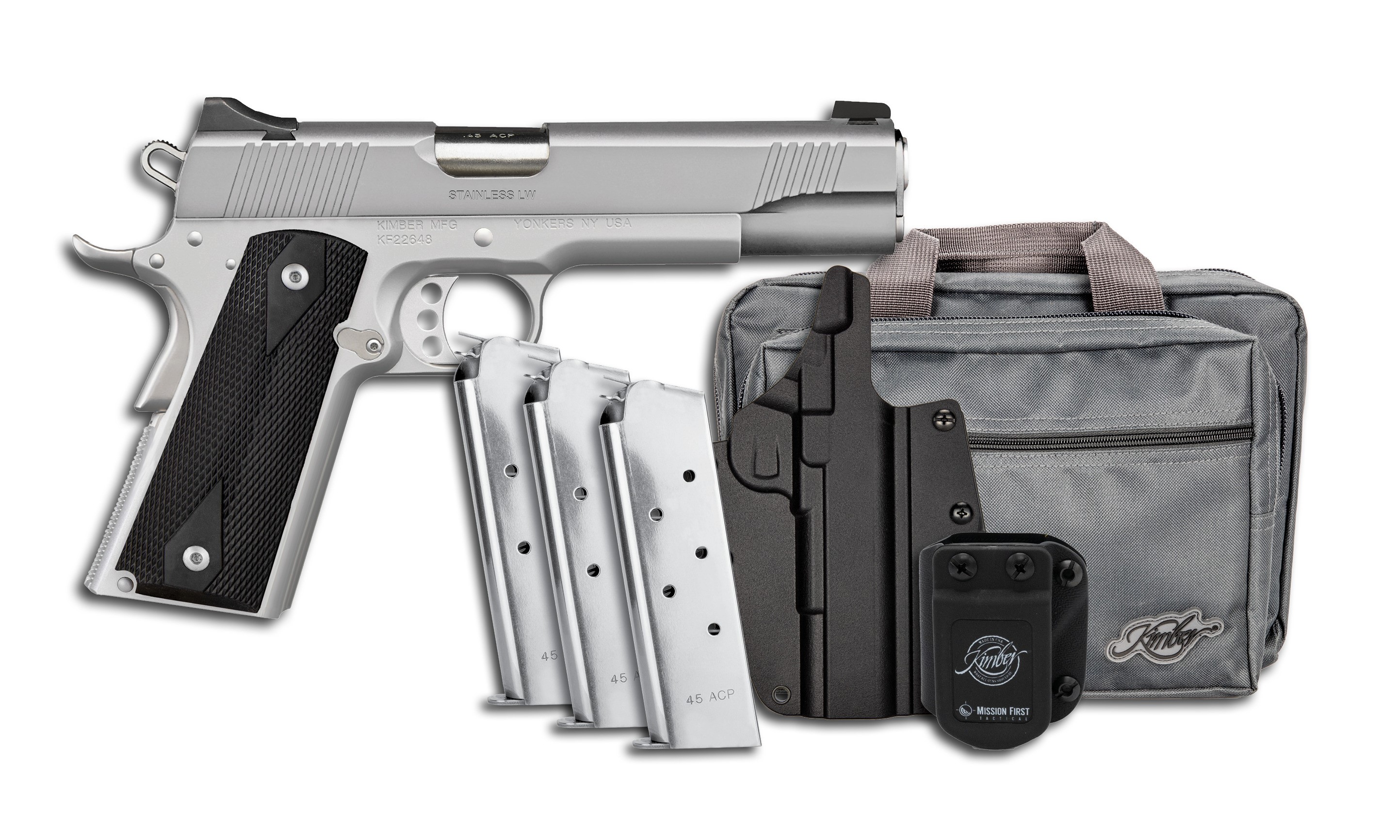 Kimber 1911 LW 45ACP SS Club Bundle with Tactical Holsters & Range Bag - 7rd Magazines - View 2