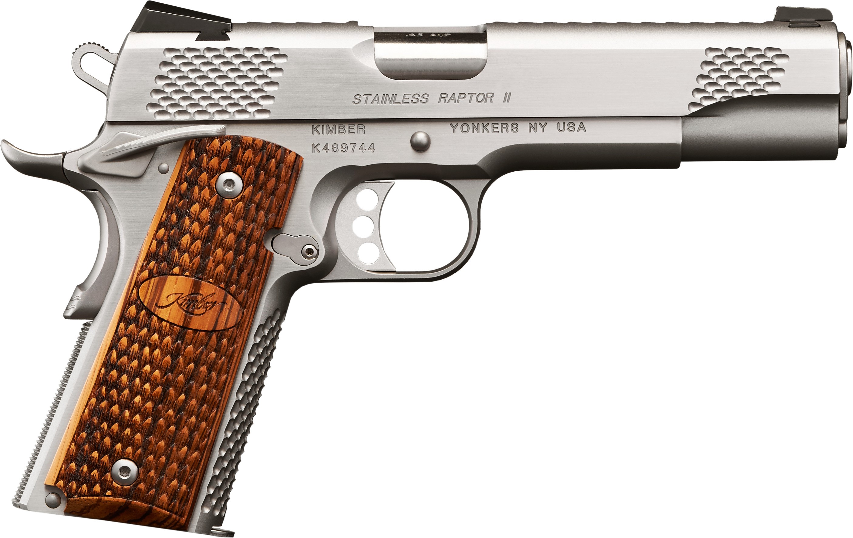Kimber Raptor II 1911 Semi-Auto Pistol 45 ACP 5" Match Barrel Zebrawood Grips Tritium Sights 8Rnd CA Compliant 3200181CA - View 2