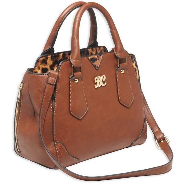 Bulldog BDP024 Concealed Carry Satchel Chestnut Leather/Leopard Trim - View 2