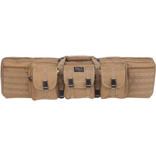 Bulldog BDT60-37T Double Rifle Bag, 37" Tan, Nylon Material, Lockable, Heavy-Duty Zippers, Padded Backstraps, 3 Accessory Pockets - View 2