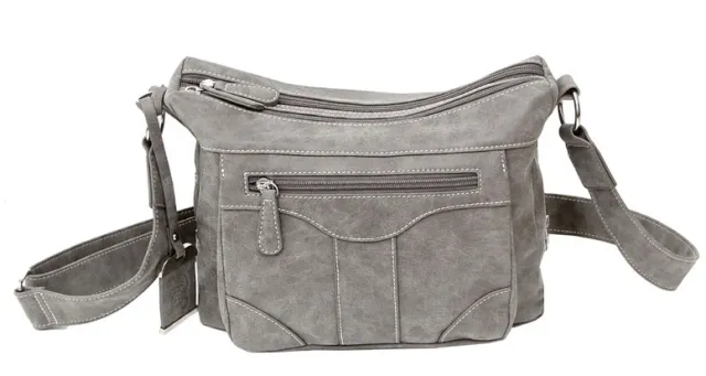 Bulldog BDP-083 Concealed Carry Purse Crossbody with Holster Gray Suede - View 2
