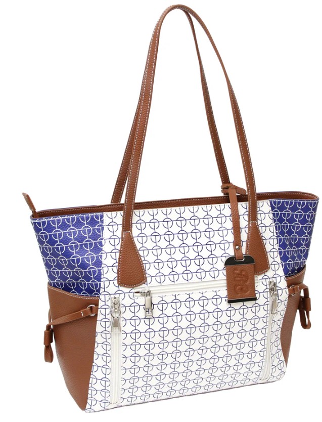 Bulldog BDP-086 Concealed Carry Purse Tote with Holster White/Blue - View 2