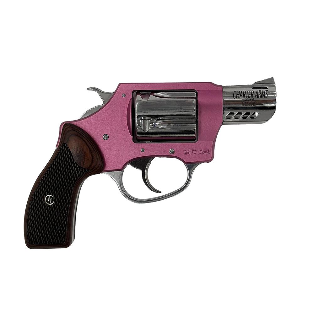 Charter 53805 Coyote .380 2" SS 5-Shot Rosewood Grips Pink Finish - View 2