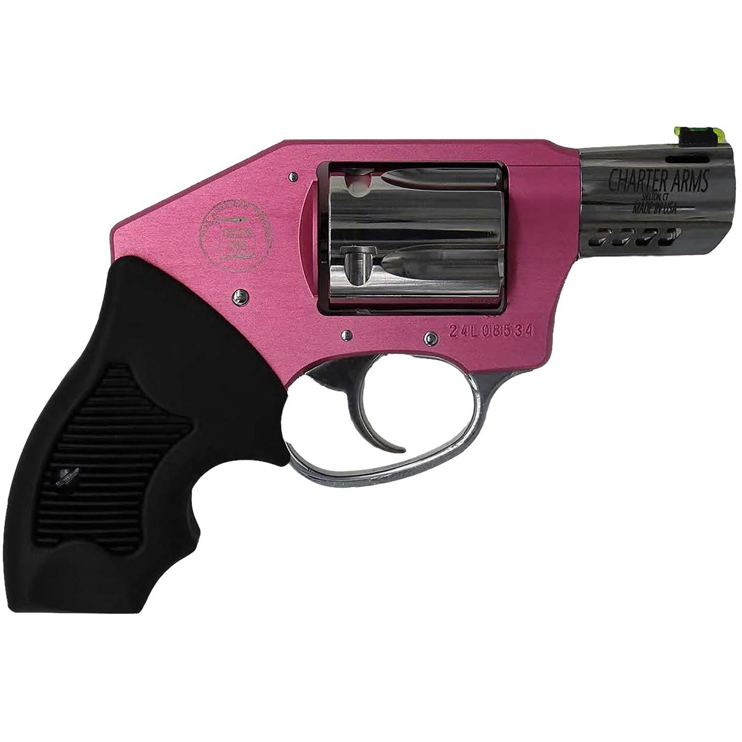 Charter Arms 53812 .380 ACP Revolver 2" Pink Stainless 5rd HiViz Sight - View 2