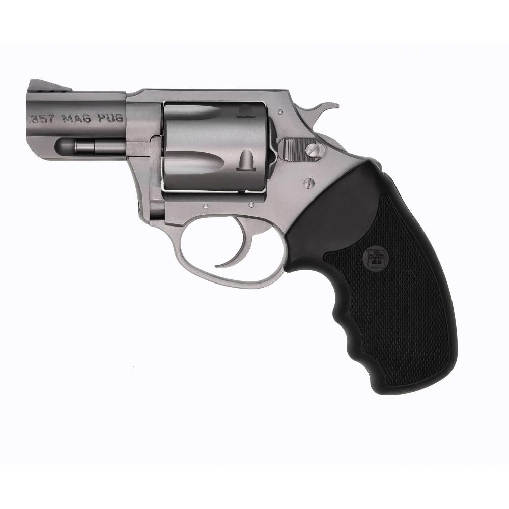 Charter Arms 73520 Mag Pug 357 Mag 5rd 2.20" Ported Barrel, Matte Stainless Steel Cylinder & Frame, Standard Hammer, Finger Grooved Black Rubber Grip - View 2