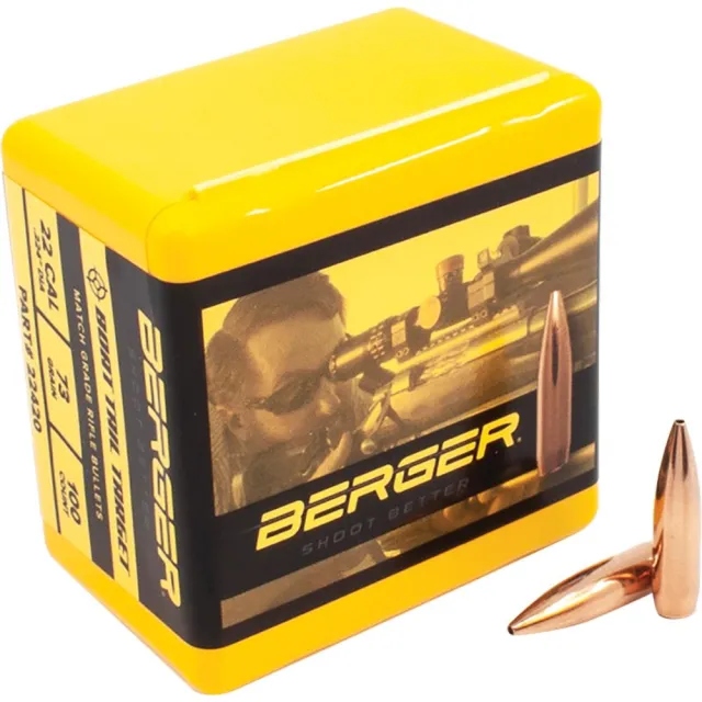 Berger 22420 Target Match Grade 22Cal 73gr Boat Tail Bullets 100/Box - View 2