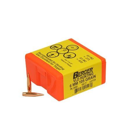 Berger 24528 VLD Hunting 6mm 105gr Boat Tail Bullets 100/Box - View 2