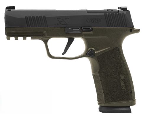 Sig Sauer 365XCA-9-BXR3-FS P365 XMacro Fortunate Son 9mm Luger 17+1 3.70" Black DLC Barrel, Black Nitron Stainless Steel Optic Ready/Serrated Slide, OD Green Cerakote Stainless Steel Frame w/Beavertai - View 2