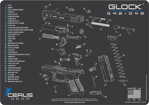 Cerus Gear Glock 42/43 Schematic Promat Charcoal Gray 12x17 - View 2