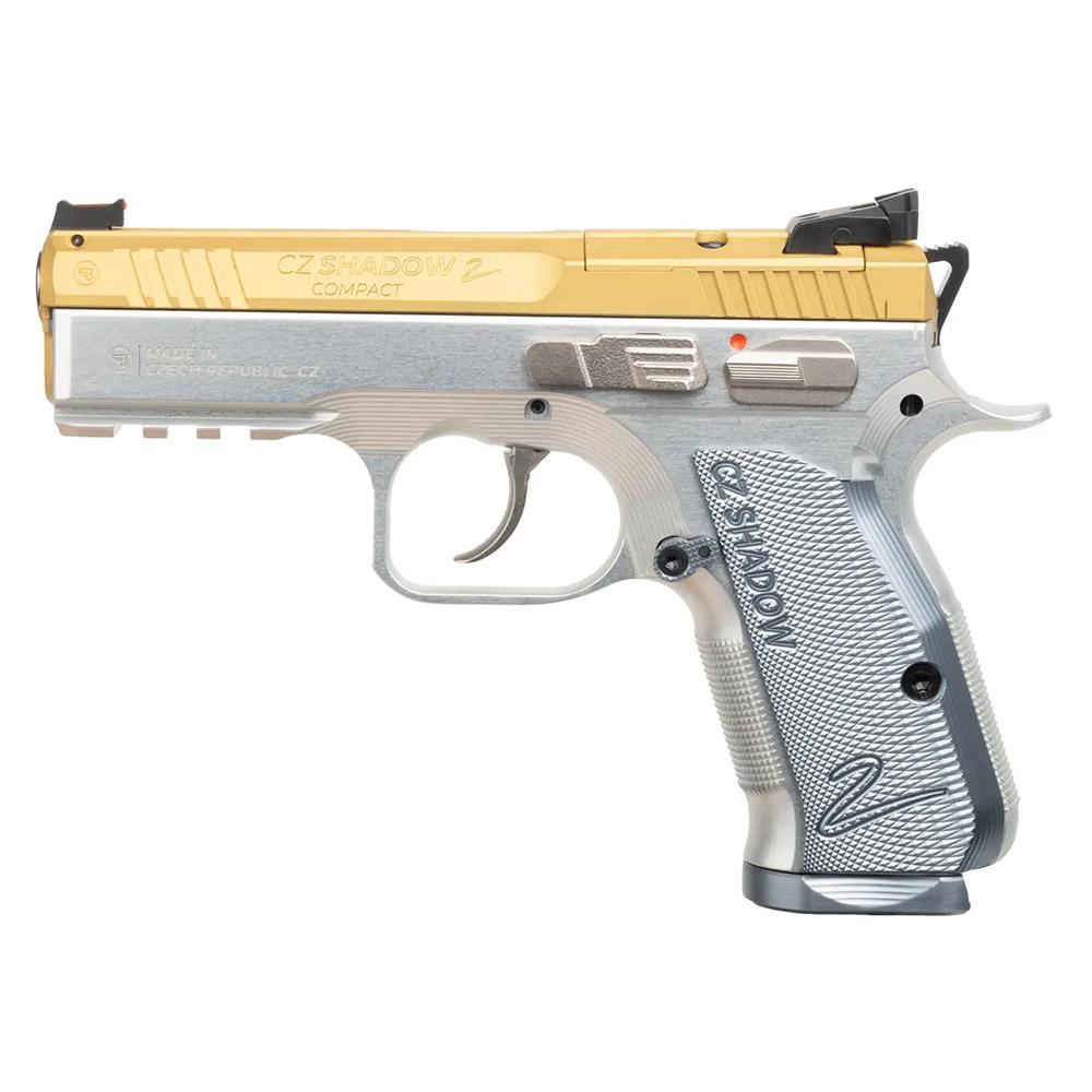 CZ Shadow 2 Compact Pistol 9mm 4 in. Gold w/Silver Grips 15 rd. - View 2