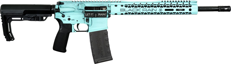 Black Rain Ordnance Spec+ Fusion Semi-Auto Rifle, 5.56 NATO, 16" Chromoly Barrel, Nitride BCG, Tiffany Blue Battleworn, MFT Furniture, 34" Length - View 2