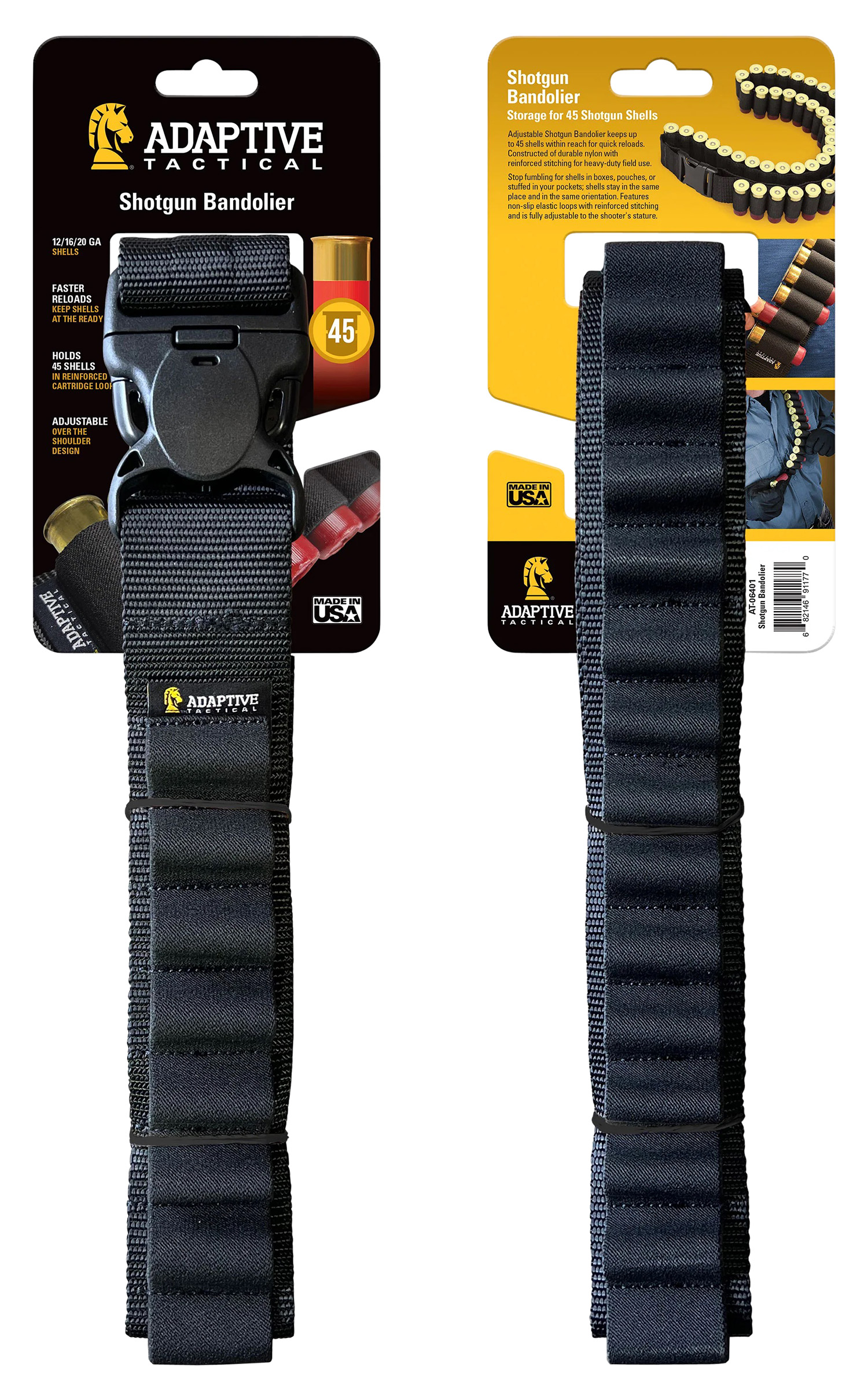 Adaptive Tactical AT06401 Shotgun Bandolier 45rd Black Nylon Adjustable - View 2