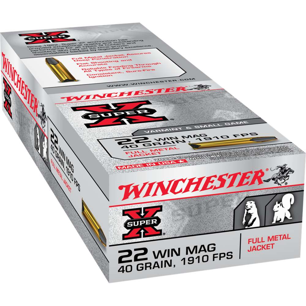 Winchester Ammo X22M Super X 22 WMR 40 gr Full Metal Jacket (FMJ) 50 Bx/40 Cs - View 2