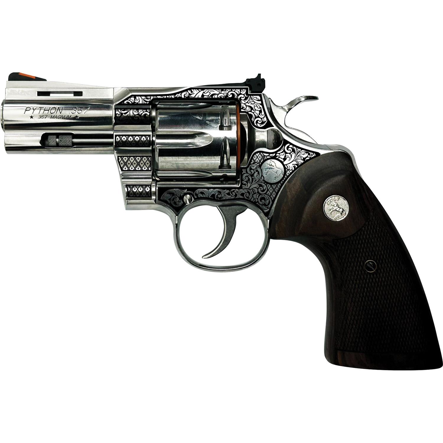 Colt Python 3" Stainless .357 Mag Revolver 6rd Wood Grips - View 2