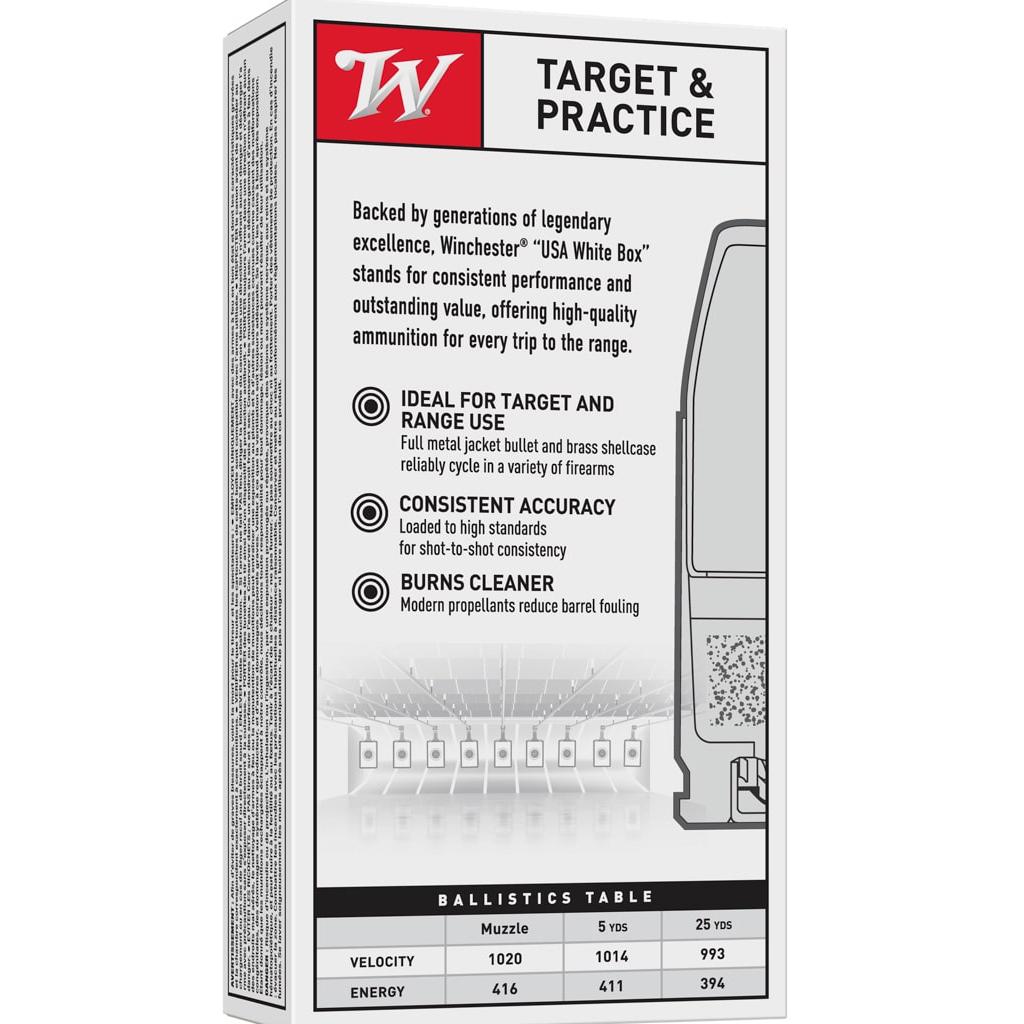 Winchester Q4238 .40 S&W 180 gr Full Metal Jacket 50 Rounds Brass Case - View 2