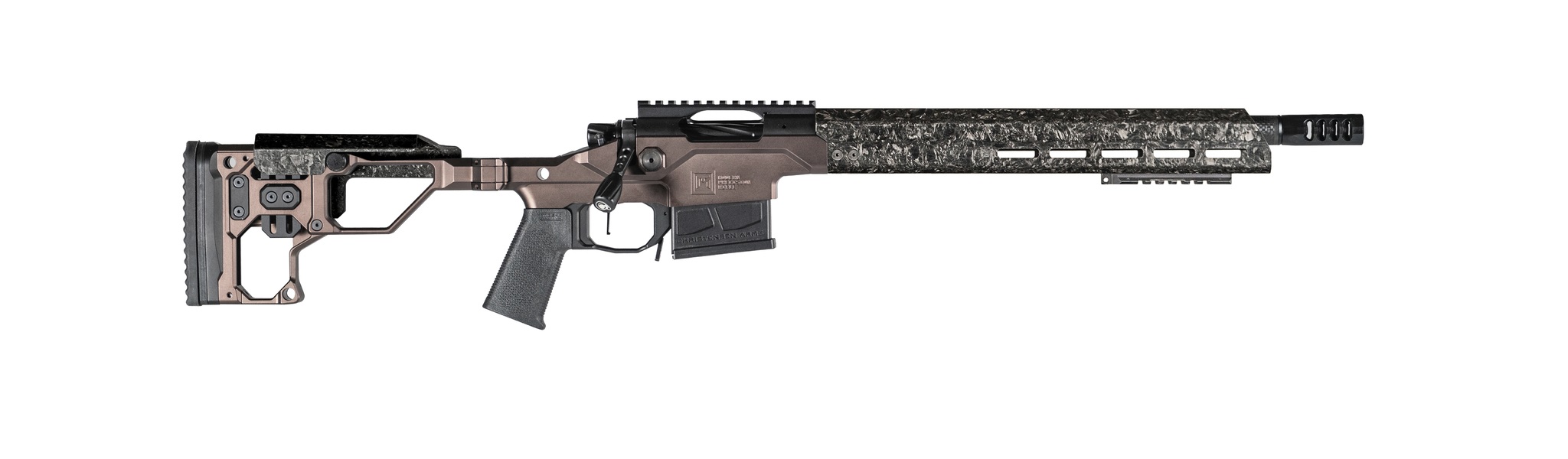 Christensen Arms MPR .308 Bolt-Action Rifle, Black Nitride Finish, Desert Brown Anodized Folding Stock, 16" Carbon Fiber Barrel - View 2