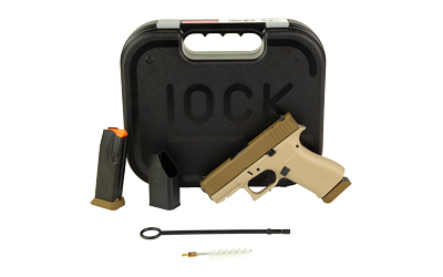 Glock 43X 9mm 3.41" Two-Tone Tan Cerakote (Shark Coast Tactical) 15rd Fixed Sights - View 2