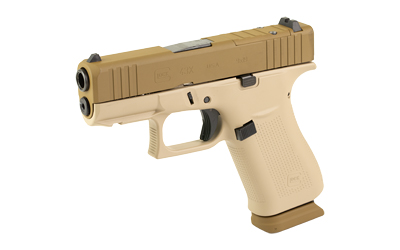 Glock 43X 9mm 3.41" Two-Tone Tan Cerakote (Shark Coast Tactical) 15rd Fixed Sights - View 5
