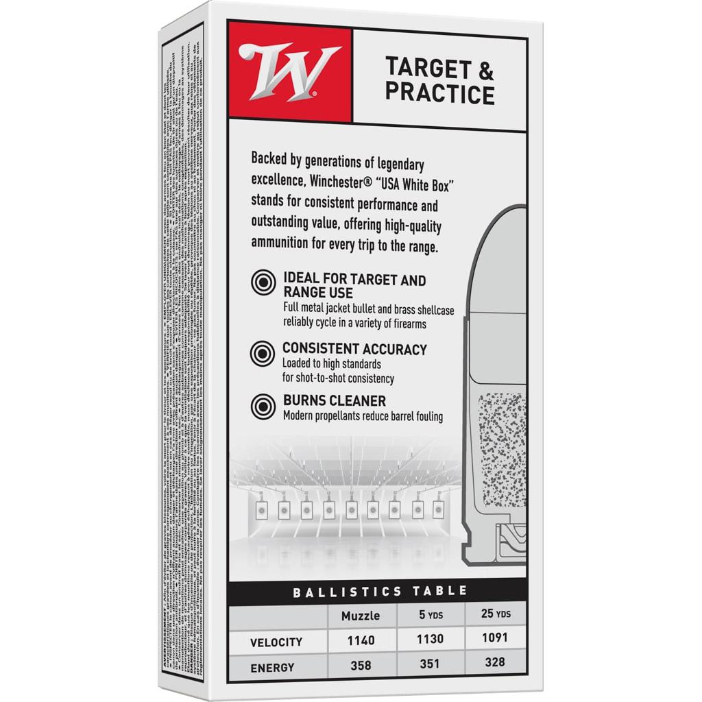 Winchester USA Pistol Ammo 9mm Luger FMJ 124 Grain 50 Rounds - View 2