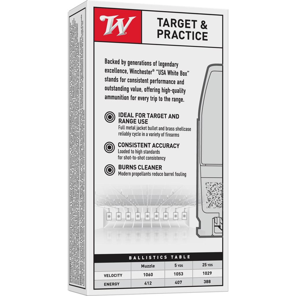 Winchester Ammo USA40SW Target 40 S&W 165 gr FMJFN 50 Per Box/ 10 Cs - View 2