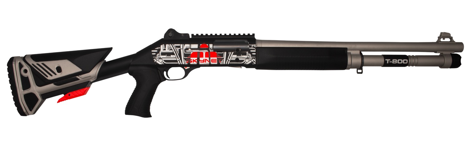 MAC 21000154AA1 1014 Judgement Day 12 Gauge Semi-Auto 3" 5+1 18.50" Anodized Steel Barrel, Black/Gray Anodized Receiver w/Red "SKYNET" & Picatinny Rail, Synthetic Stock, Black Polymer Grip - View 2