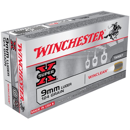Winchester Ammo WC92 Super X Target 9mm Luger 124 gr Winclean Brass Enclosed Base 50 Per Box/ 10 Cs - View 2