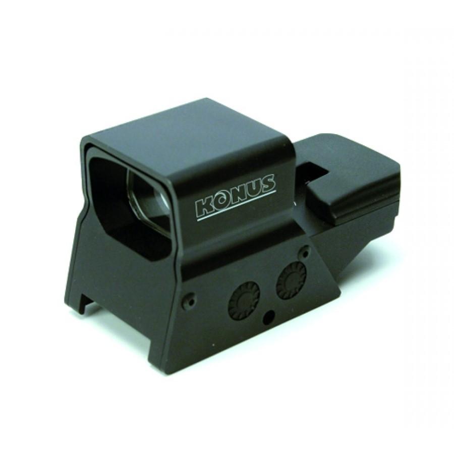 Konus Sight-Pro R8, Matte Black, 8 Adjustable Reticle Patterns, Red/Green Illumination, USB Rechargeable, Dual Mount, 1X Magnification, 39mm Diameter - View 2