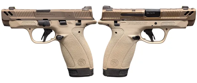 SMITH & WESSON PC BODYGUARD 2.0 CARRY COMP TWO TONE TAN 380ACP PISTOL 3.1" M.S 1-10RD, 1-12RD MAG - Smith & Wesson - .380 ACP