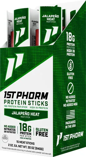 1st Phorm Protein Beef Sticks Jalapeno Heat 15-Count - View 2