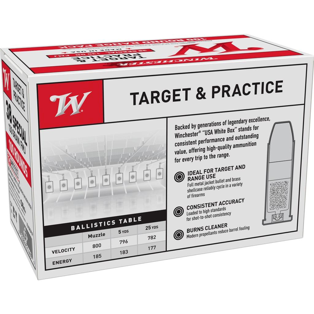 Winchester Ammo USA38SPVP Target 38 Special 130 gr Full Metal Jacket (FMJ) 100 Per Box - View 2